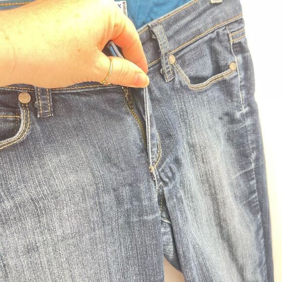 Paige Womens Skyline Skinny Jeans Denim Stretch Mid Rise Dark Wash Blue 24 - Picture 10 of 11